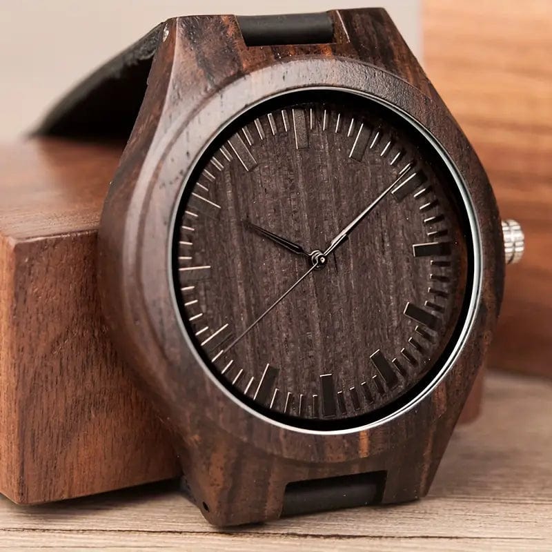 Man Up Watch Ebony Leather Strap Watch