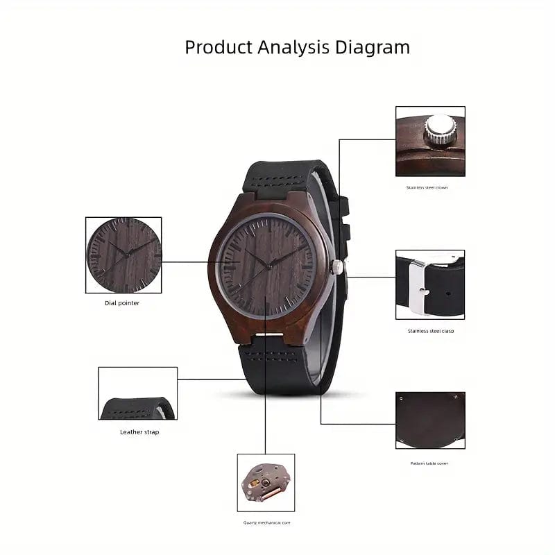 Man Up Watch Ebony Leather Strap Watch