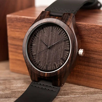 Man Up Watch Ebony Leather Strap Watch