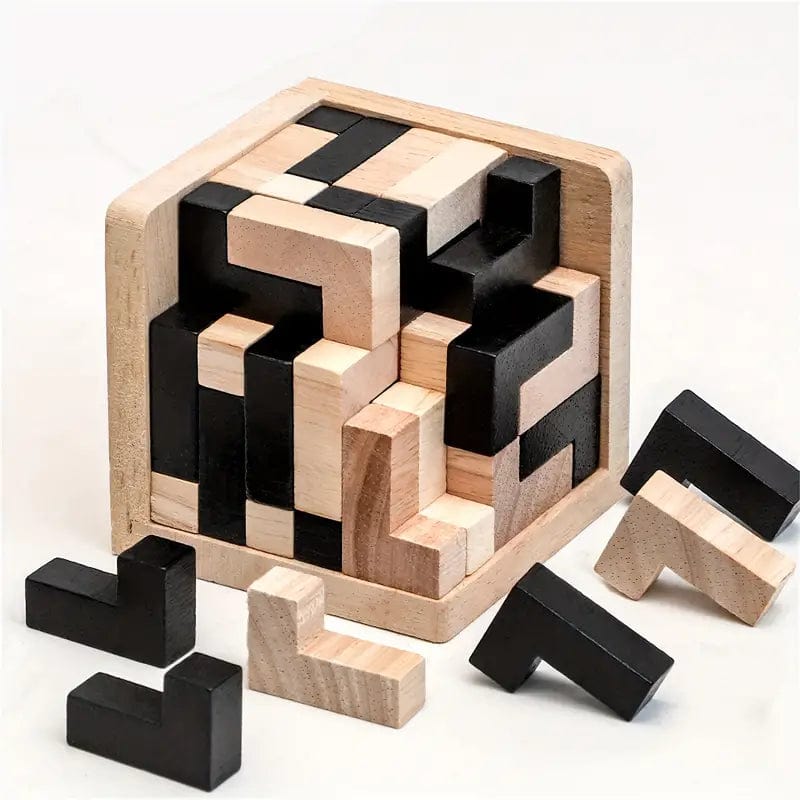 Man Up Wooden Puzzle Lg. Cube - 3D Wooden Brainteaser Puzzle