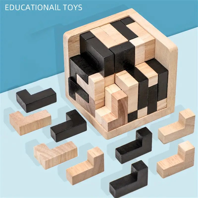 Man Up Wooden Puzzle Lg. Cube - 3D Wooden Brainteaser Puzzle