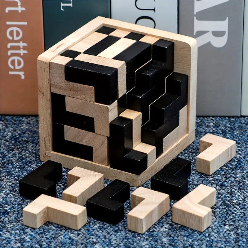 Man Up Wooden Puzzle Lg. Cube - 3D Wooden Brainteaser Puzzle