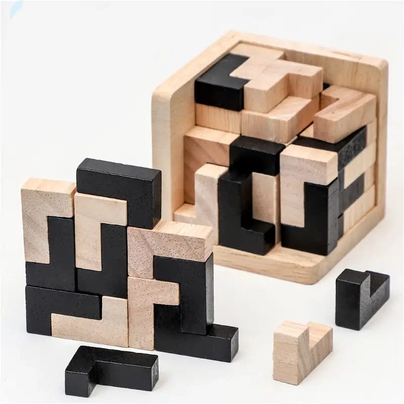 Man Up Wooden Puzzle Lg. Cube - 3D Wooden Brainteaser Puzzle