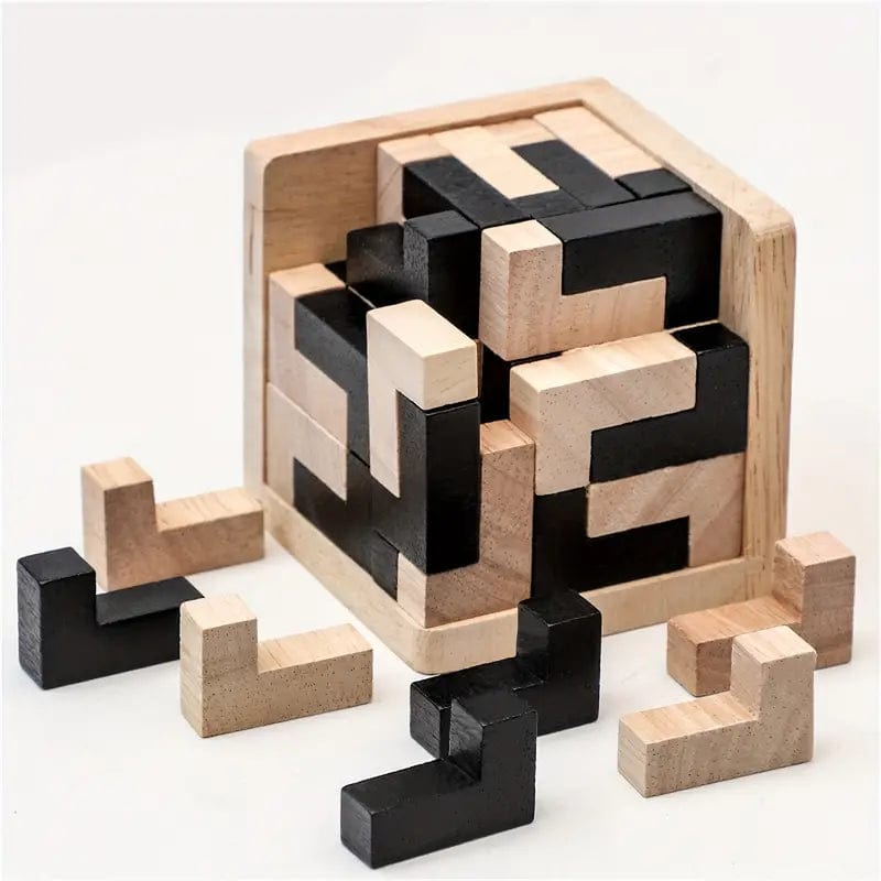 Man Up Wooden Puzzle Lg. Cube - 3D Wooden Brainteaser Puzzle