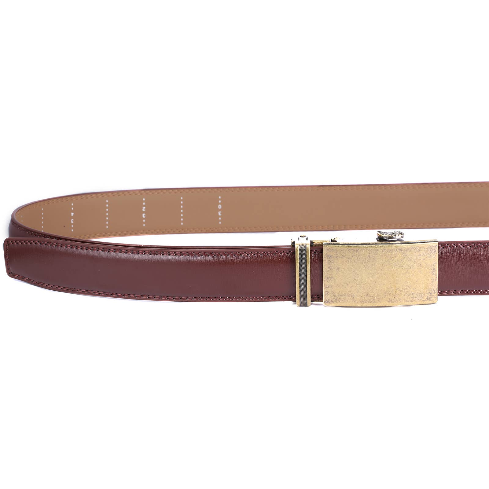 Mio Marino Mio Marino - Aurelian Designer Ratchet Belt: Mahogany / Genuine Leather / Adjustable from 38" to 54" Waist