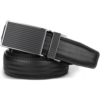 Mio Marino Mio Marino - Chevron Ratchet Belt: Black / Adjustable from 48" to 64" Waist
