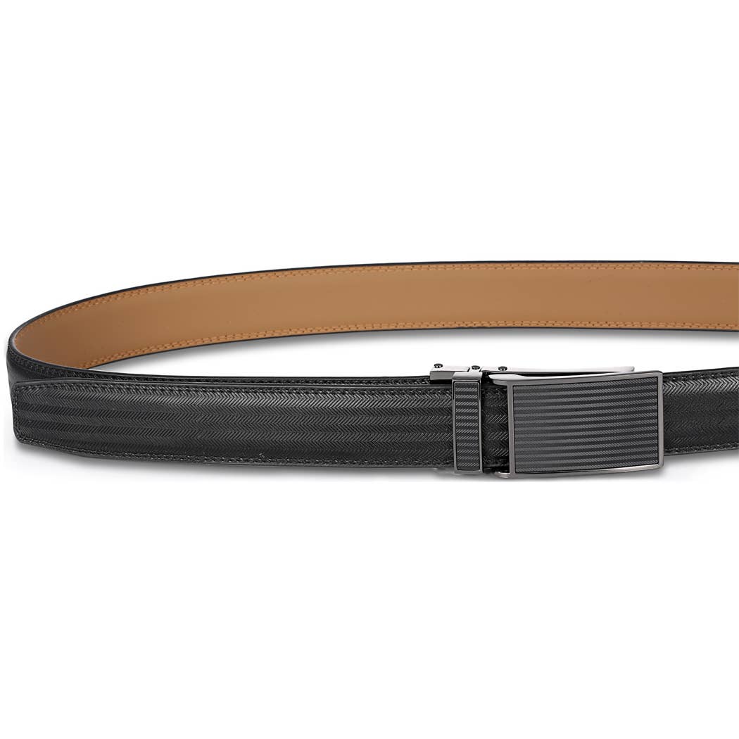 Mio Marino Mio Marino - Chevron Ratchet Belt: Black / Adjustable from 48" to 64" Waist