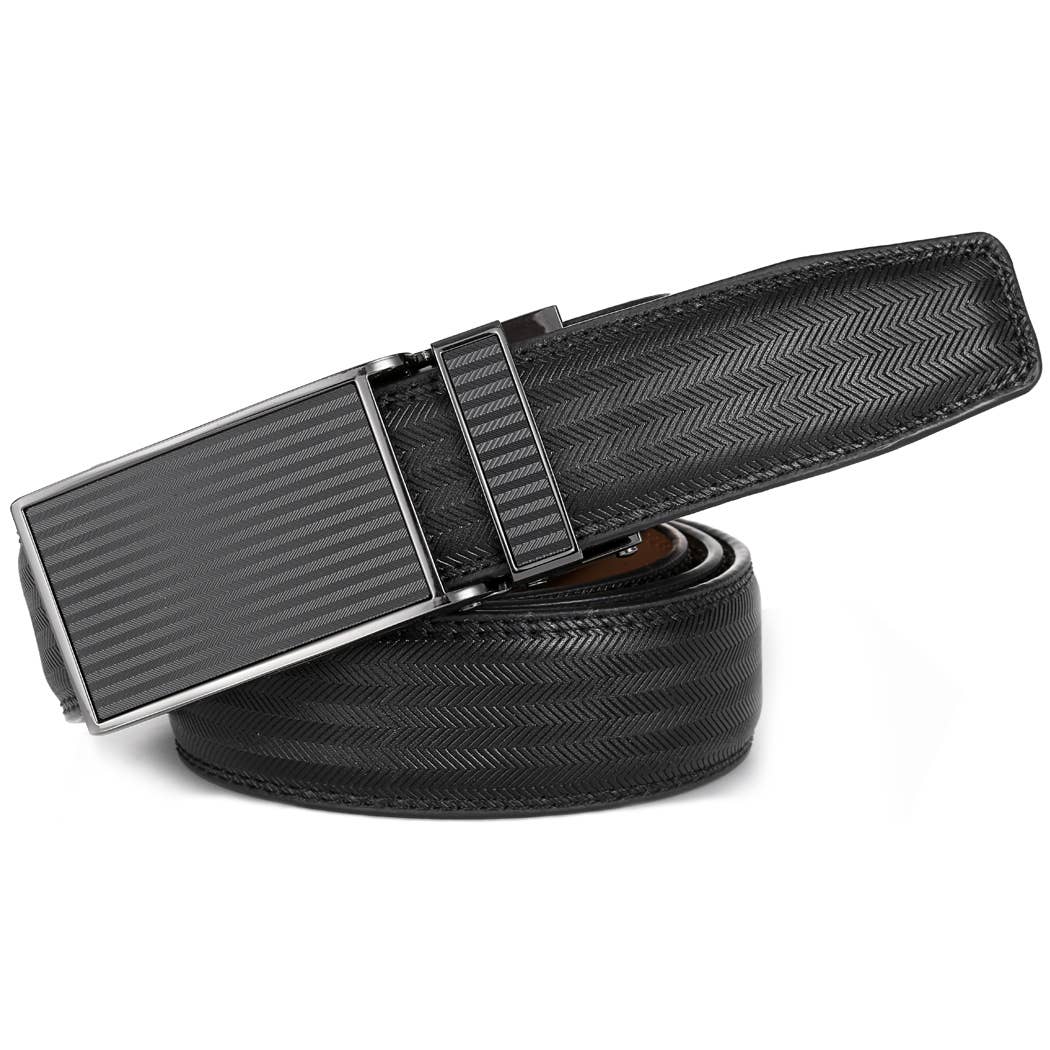Mio Marino Mio Marino - Chevron Ratchet Belt: Black / Adjustable from 48" to 64" Waist