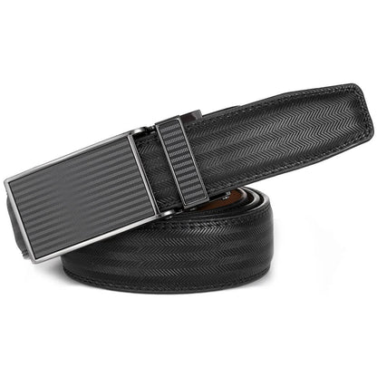Mio Marino Mio Marino - Chevron Ratchet Belt: Black / Adjustable from 48" to 64" Waist