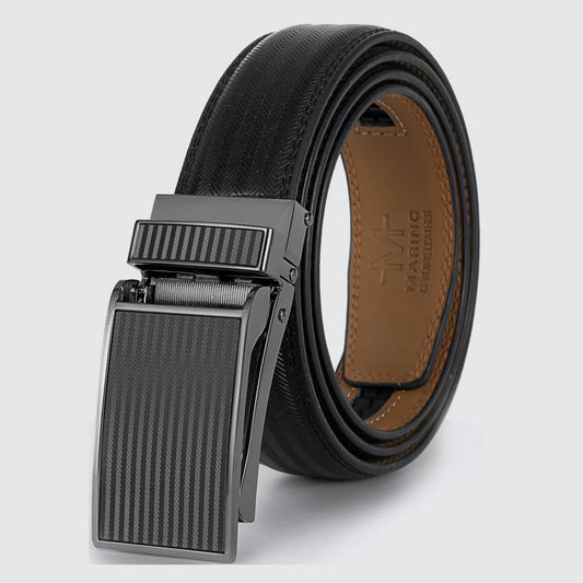 Mio Marino Mio Marino - Chevron Ratchet Belt: Black / Adjustable from 48" to 64" Waist