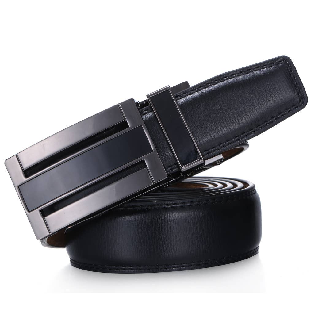 Mio Marino Mio Marino - Grandiose Ratchet Belt: Black / Adjustable from 38" to 54" Waist