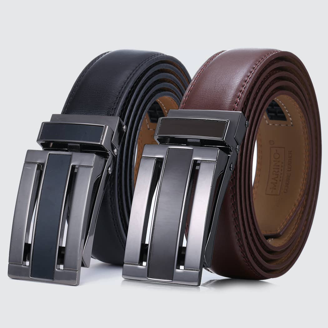 Mio Marino Mio Marino - Grandiose Ratchet Belt: Black / Adjustable from 38" to 54" Waist