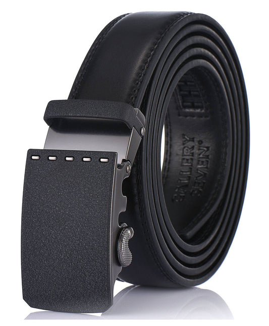Mio Marino Mio Marino - Modern Matte Leather Ratchet Belt: Adjustable from 28" to 44" Waist / Obsidian