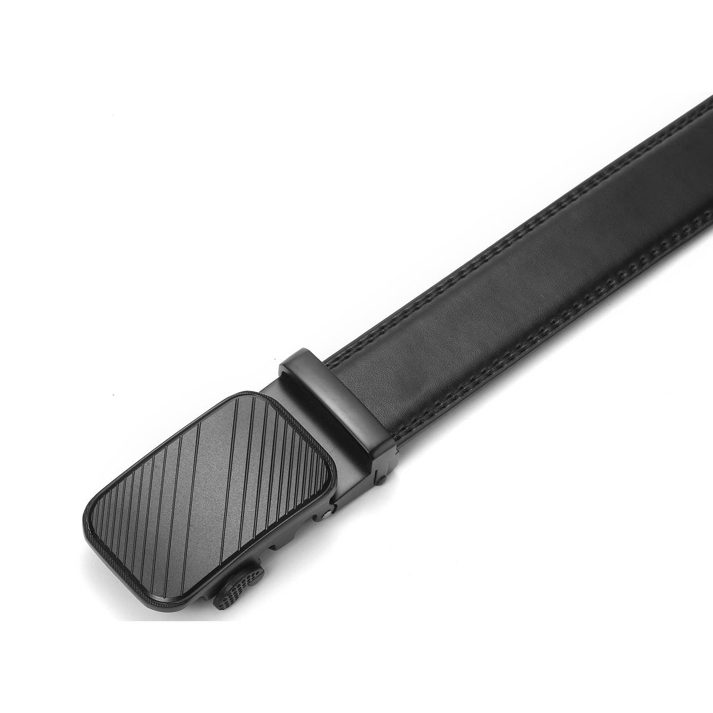 Mio Marino Mio Marino - Modern Striped Ratchet Belt: Deep Charcoal / Genuine Leather / Adjustable from 38" to 54" Waist