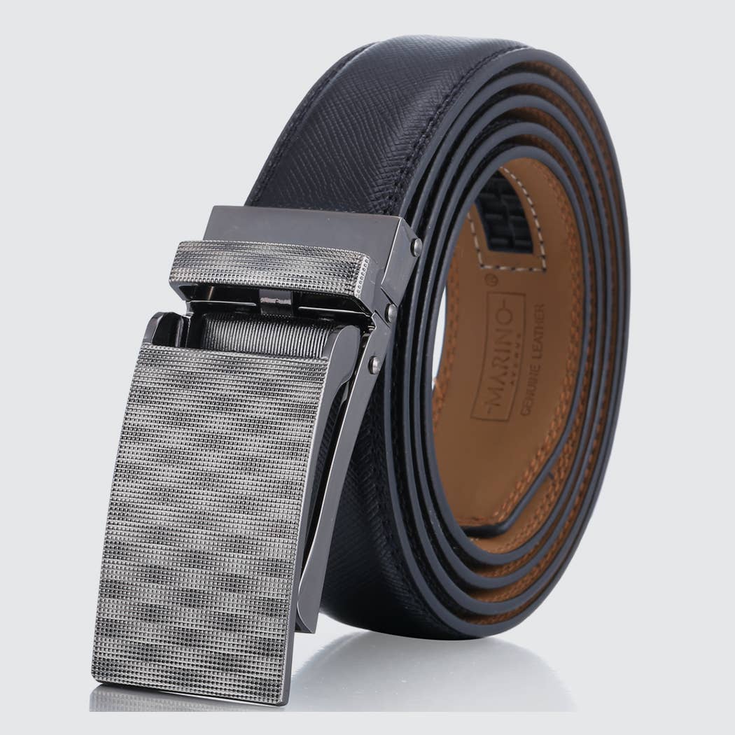 Mio Marino Mio Marino - Patchwork Ratchet Belt: Black / Adjustable from 38" to 54" Waist
