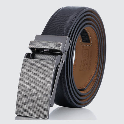 Mio Marino Mio Marino - Patchwork Ratchet Belt: Black / Adjustable from 38" to 54" Waist
