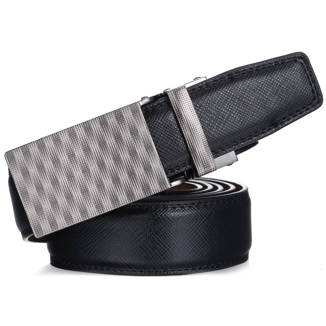 Mio Marino Mio Marino - Patchwork Ratchet Belt: Black / Adjustable from 38" to 54" Waist