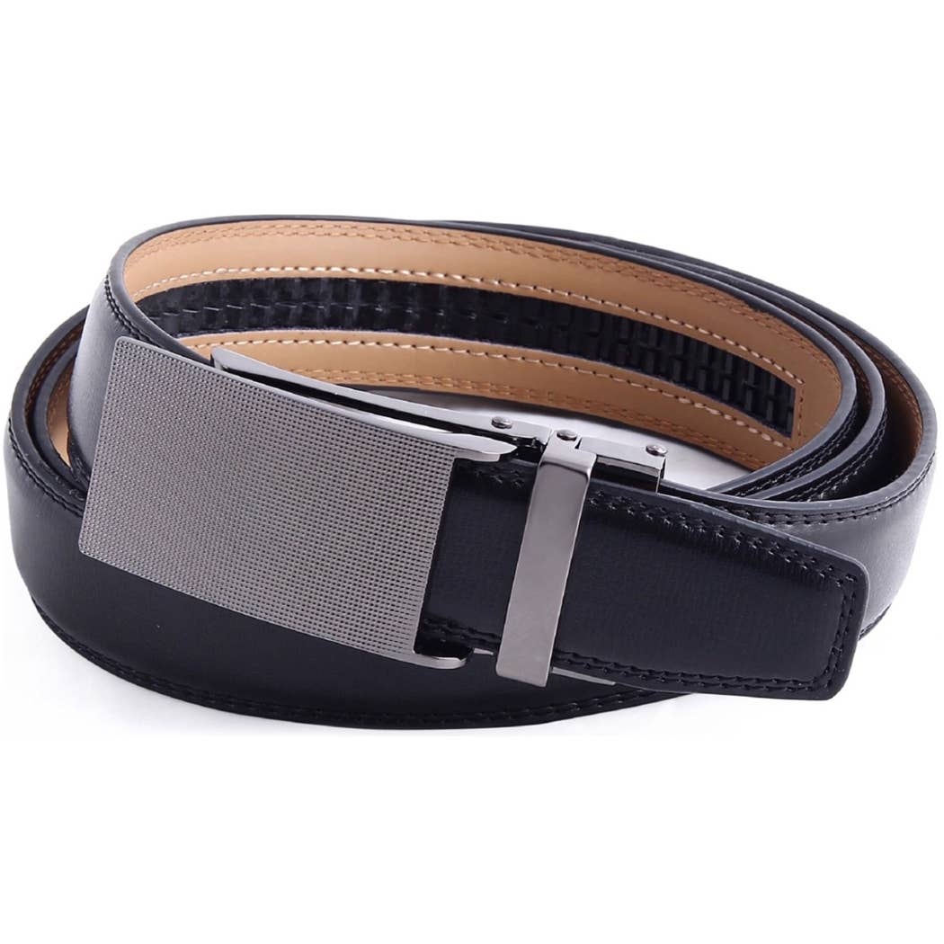 Mio Marino Mio Marino - Pinpoint Ratchet Belt: Black / Adjustable from 38" to 54" Waist