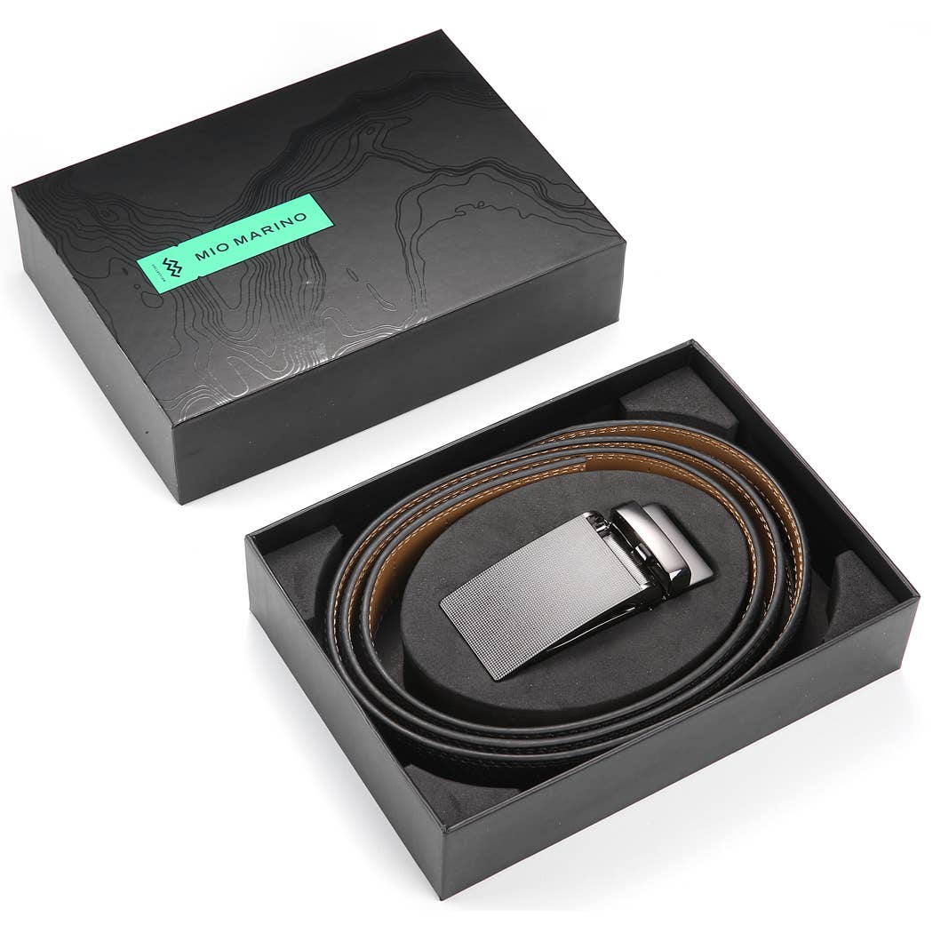 Mio Marino Mio Marino - Pinpoint Ratchet Belt: Black / Adjustable from 38" to 54" Waist