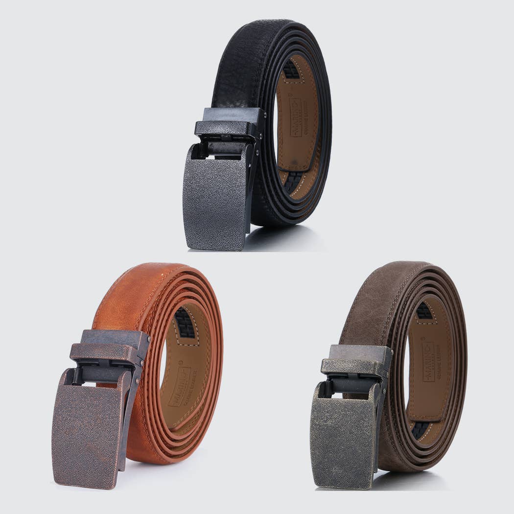 Mio Marino Mio Marino - Rainstorm Ratchet Belt: Black / Adjustable from 38" to 54" Waist