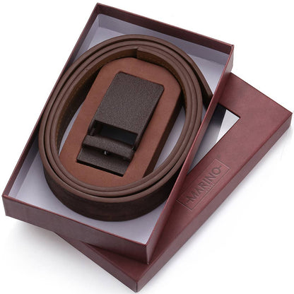 Mio Marino Mio Marino - Sandpaper Linxx Ratchet Belt: Adjustable from 28" to 44" Waist / Genuine Leather / Coffee
