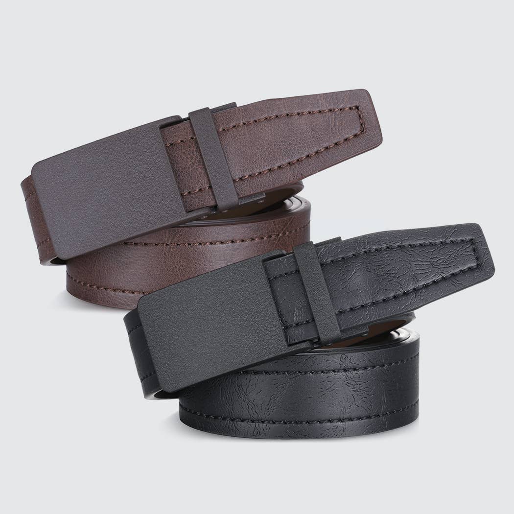 Mio Marino Mio Marino - Sandpaper Linxx Ratchet Belt: Adjustable from 38" to 54" Waist / Genuine Leather / Deep Charcoal