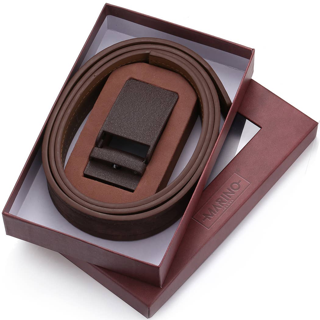 Mio Marino Mio Marino - Sandpaper Linxx Ratchet Belt: Adjustable from 38" to 54" Waist / Genuine Leather / Deep Charcoal