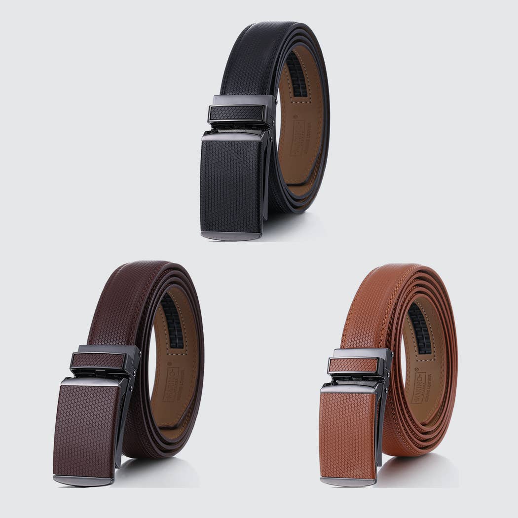 Mio Marino Mio Marino - Snakeskin Ratchet Belt: Black / Adjustable from 48" to 64" Waist