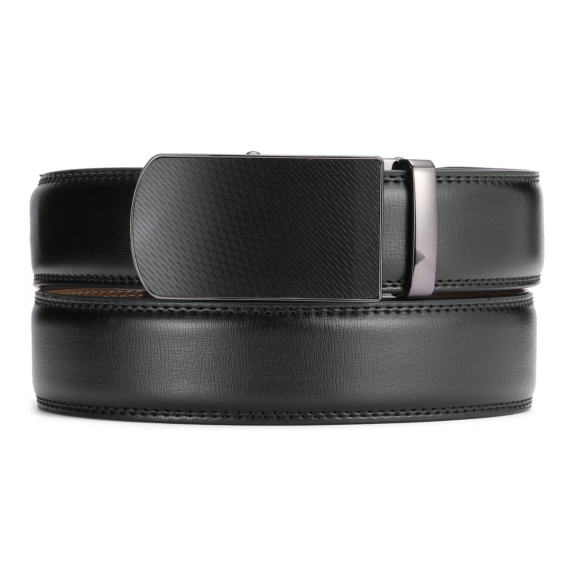 Mio Marino Mio Marino - Sognie Classic Ratchet Belt: Jet Black / Adjustable from 38" to 54" Waist