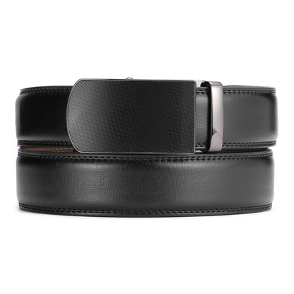 Mio Marino Mio Marino - Sognie Classic Ratchet Belt: Jet Black / Adjustable from 38" to 54" Waist