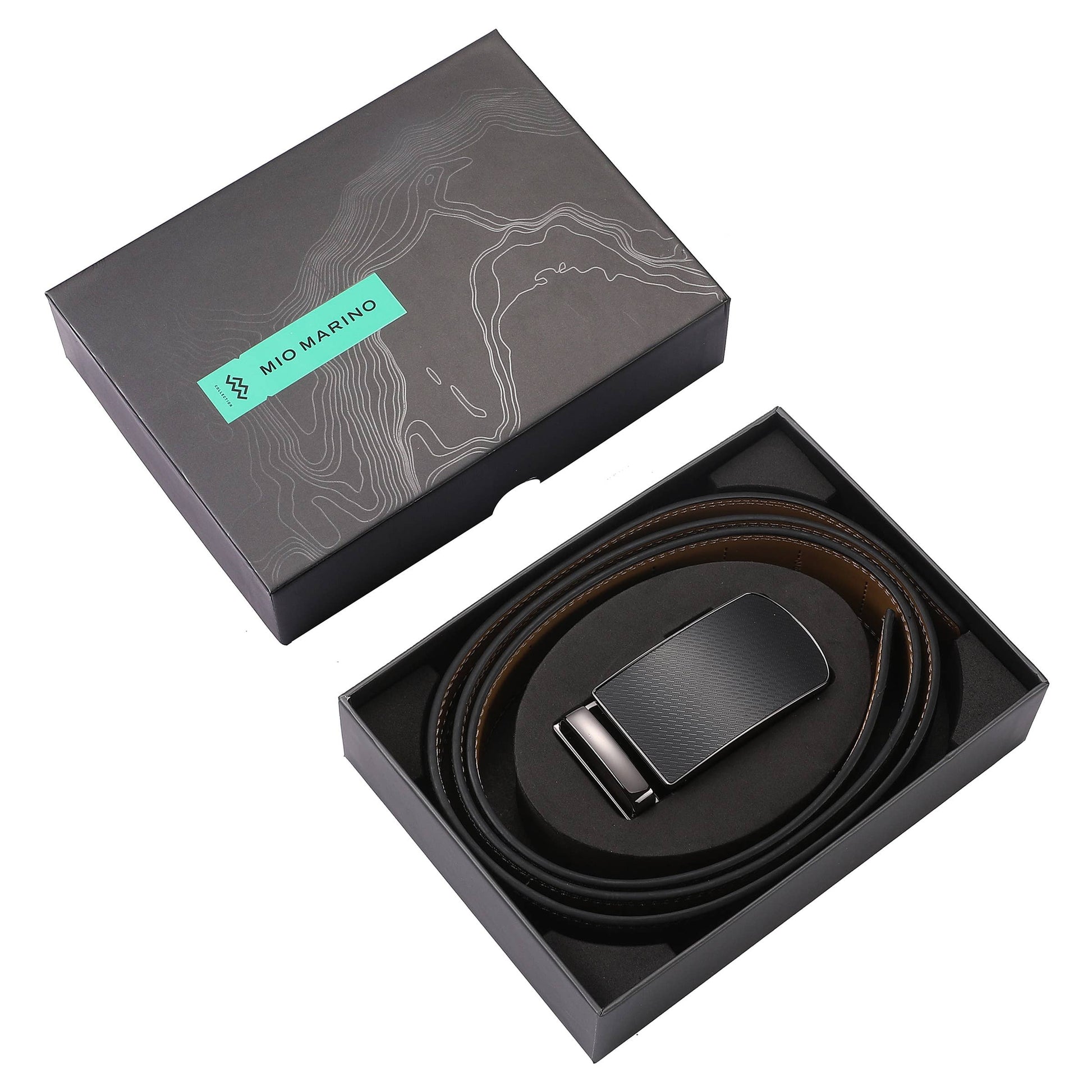 Mio Marino Mio Marino - Sognie Classic Ratchet Belt: Jet Black / Adjustable from 38" to 54" Waist