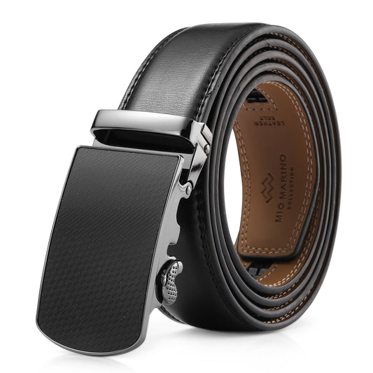 Mio Marino Mio Marino - Sognie Classic Ratchet Belt: Jet Black / Adjustable from 38" to 54" Waist