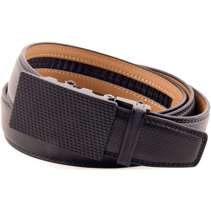 Mio Marino Mio Marino - Textured Clip Ratchet Belt: Deep Charcoal / Genuine Leather / Adjustable from 38" to 54" Waist