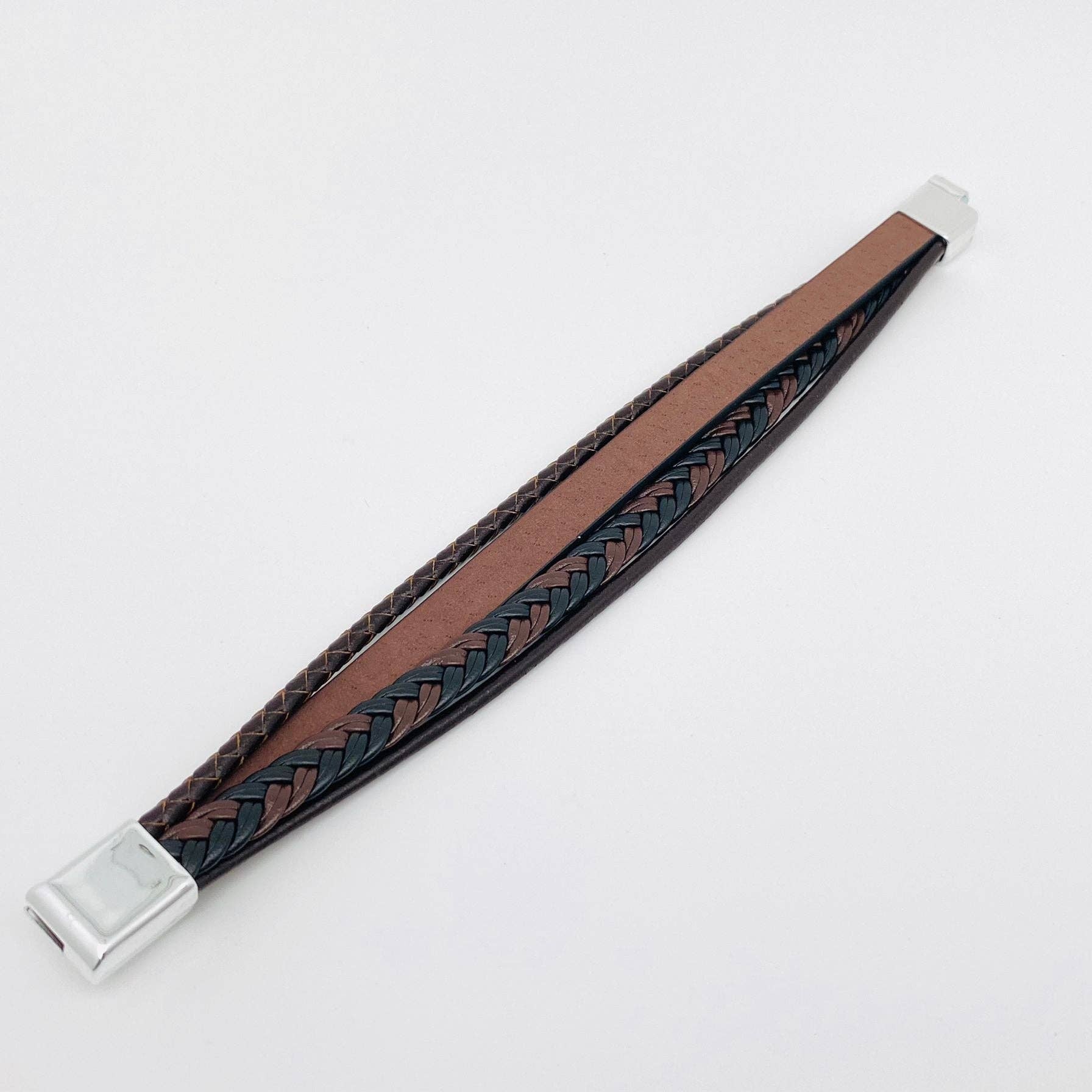 Mio Queena Mio Queena - Handmade Leather Cross Men's Magnetic Buckle Bracelet -MJ/BC: 210MM / 8.26in