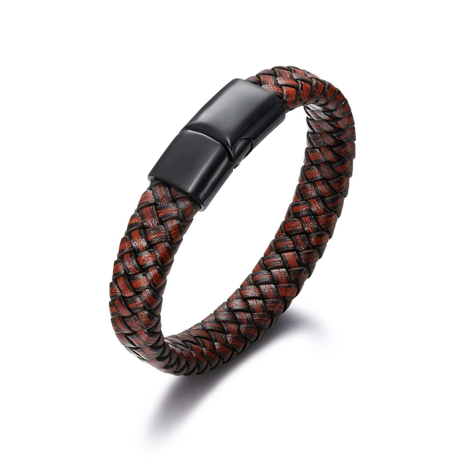 Mio Queena Mio Queena - Leather Woven Stainless Steel Magnetic Snap Bracelet -MJ/BC: Gold