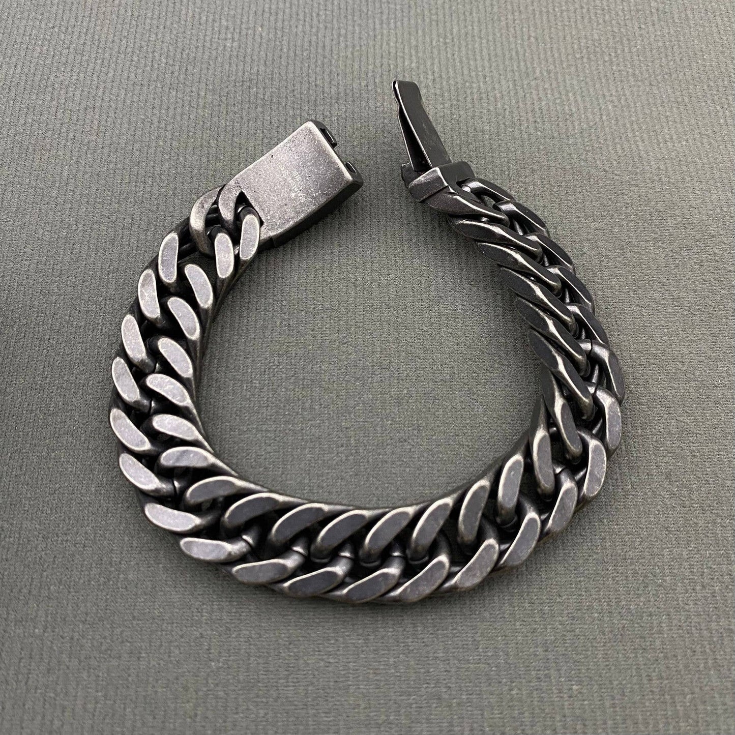 Mio Queena Mio Queena - Man's Blackening Stainless Steel Chain Bracelet - MJ/BC: Width - 12.5mm