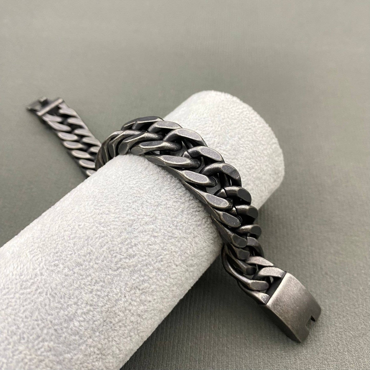 Mio Queena Mio Queena - Man's Blackening Stainless Steel Chain Bracelet - MJ/BC: Width - 12.5mm