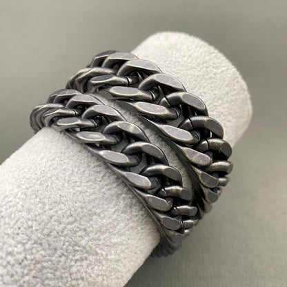 Mio Queena Mio Queena - Man's Blackening Stainless Steel Chain Bracelet - MJ/BC: Width - 12.5mm