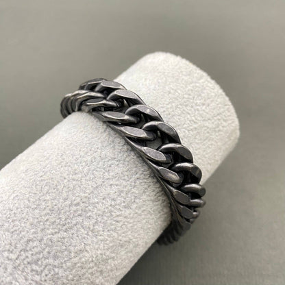 Mio Queena Mio Queena - Man's Blackening Stainless Steel Chain Bracelet - MJ/BC: Width - 12.5mm