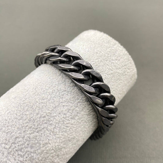 Mio Queena Mio Queena - Man's Blackening Stainless Steel Chain Bracelet - MJ/BC: Width - 12.5mm