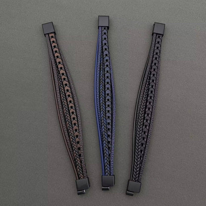 Mio Queena Mio Queena - Men's Hand-woven PU Leather Magnetic Buckle Bracelets -MJ/BC: Brown / 230mm / 9.05in