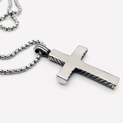 Mio Queena Mio Queena - Men's Stainless Steel Cross Pendant Necklace - MJ/MNP: Steel color with chain
