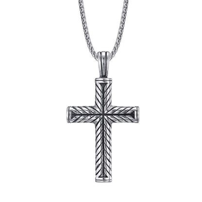 Mio Queena Mio Queena - Men's Stainless Steel Cross Pendant Necklace - MJ/MNP: Steel color with chain