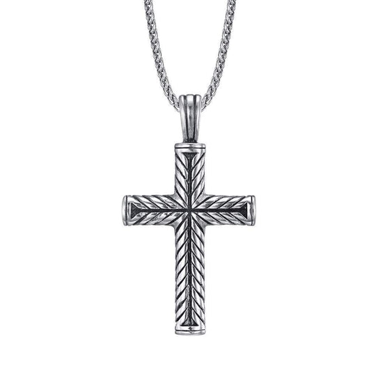 Mio Queena Mio Queena - Men's Stainless Steel Cross Pendant Necklace - MJ/MNP: Steel color with chain
