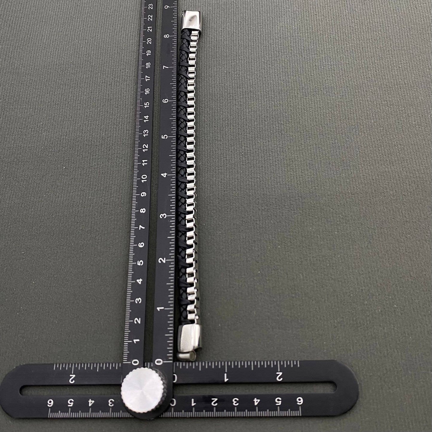 Mio Queena Mio Queena - Men's Stainless Steel PU Leather Woven Bracelet - MJ/BC