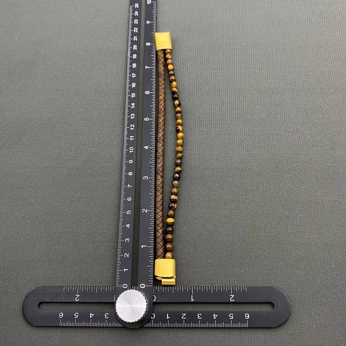 Mio Queena Mio Queena - Men's Tiger Eye Stone Leather Double Layer Bracelet - MJ/BC