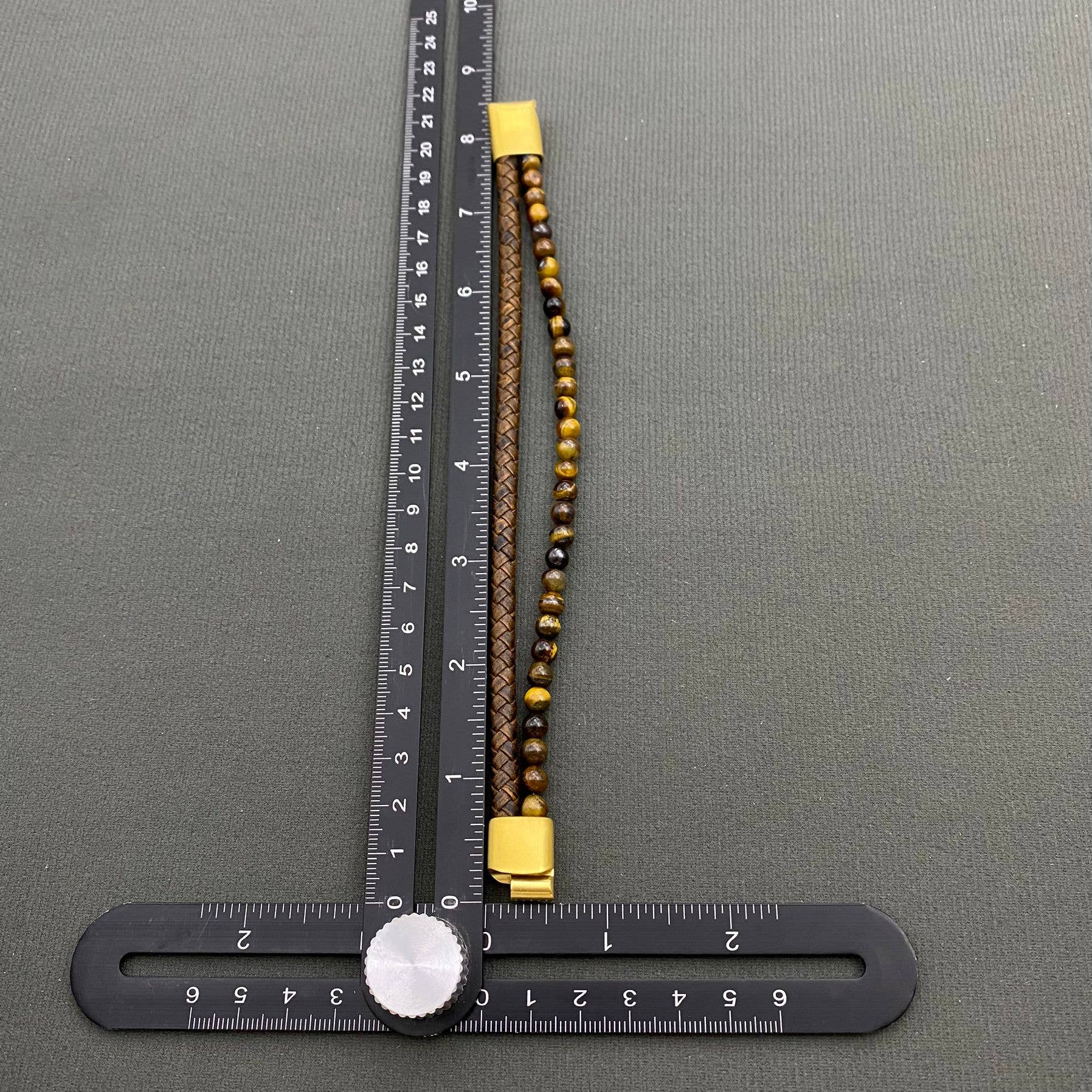 Mio Queena Mio Queena - Men's Tiger Eye Stone Leather Double Layer Bracelet - MJ/BC