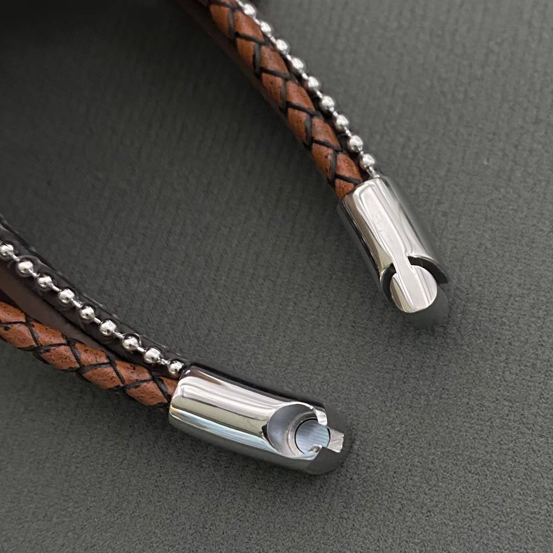 Mio Queena Mio Queena - Multi-Layer PU Leather Men's Magnetic Buckle Bracelet -MJ/BC: Black + Brown