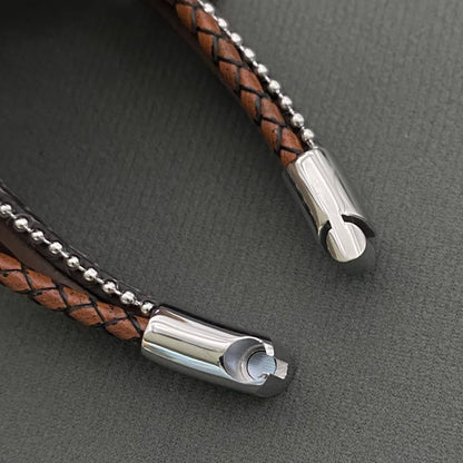 Mio Queena Mio Queena - Multi-Layer PU Leather Men's Magnetic Buckle Bracelet -MJ/BC: Black + Brown