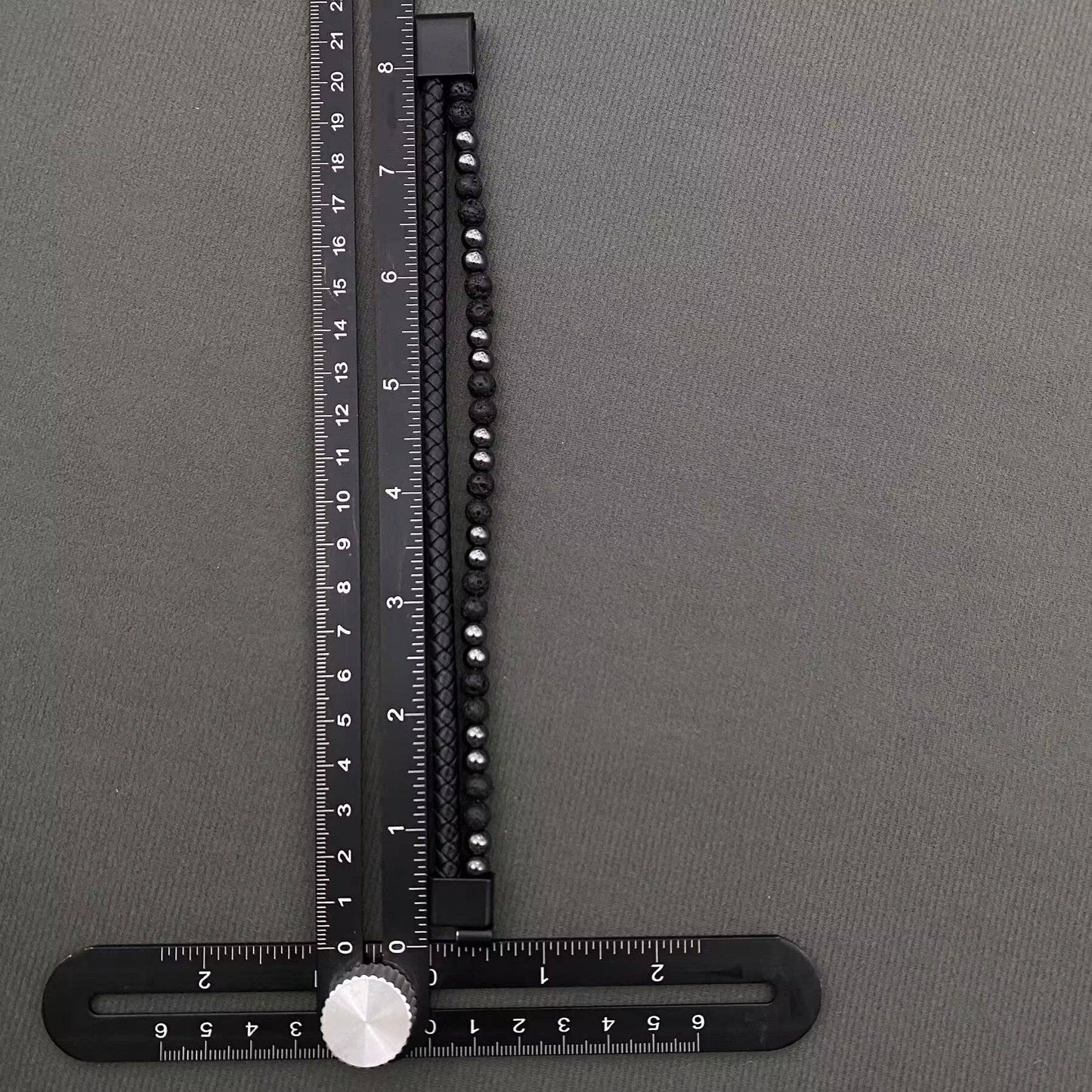 Mio Queena Mio Queena - Stone Beads PU Leather Men's Magnetic Buckle Bracelet -MJ/BC: Tiger's eye stone